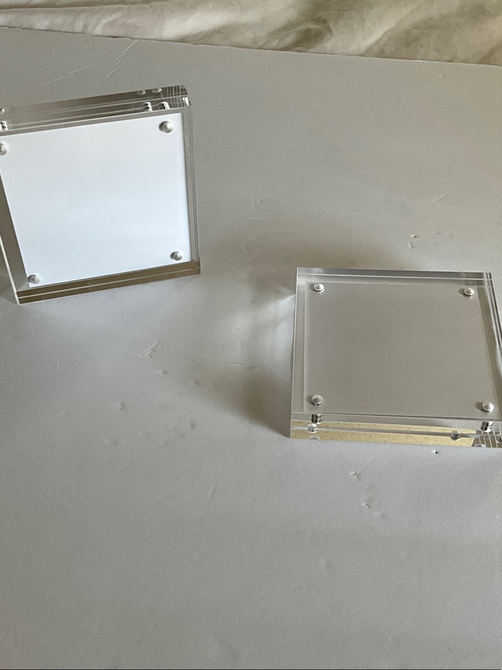 Clear Acrylic Magnetic Photo Block Frame - Modern Display (Clear) 4x4”